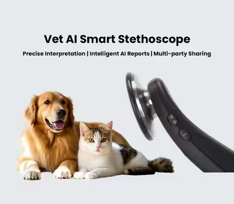 Bluetooth AI Smart Stethoscope Vet Clinic CE Certified Class II 1 Year Warranty Online Technical Sup