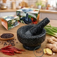 Black Solid Granite Stone Pounder Mortar and Pestle / Black Granite Pestle & Mortar Lesung Batu Gran
