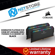 CORSAIR DOMINATOR PLATINUM RGB 32GB KIT (2X16GB) DDR5 7200MHZ CL34 MEMORY KIT BLACK - CMT32GX5M2X720
