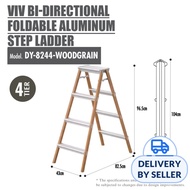 HOUZE VIV 4-Tier Directional Aluminum Step Ladder(Woodgrain)