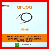 HPE Aruba - J9281D - 10G SFP+ to SFP+ 1Mtr DAC (Direct Attach Copper) Cable