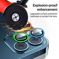 Luminous Camera Lens Protector For iPhone 11 12 13 Pro Max Mini Full Cover Metal Ring Lens Protector IPhone 11Pro Max Tempered Glass Screen Protector Film