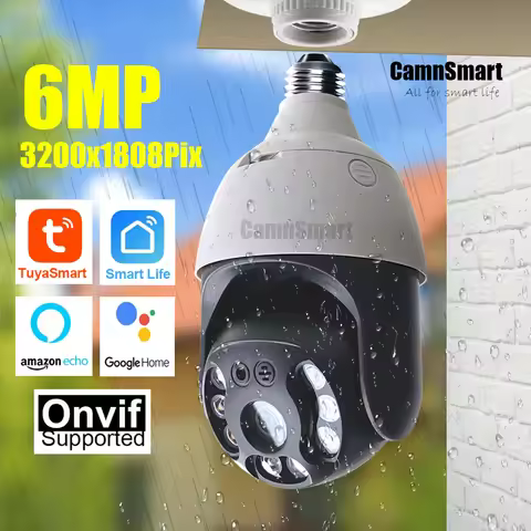 6MP Tuya Wifi Camera E27 Bulb Security Protection Outdoor Wireless Auto Track Onvif Protocol Smart L