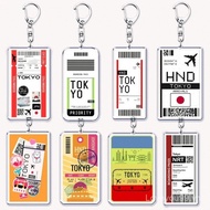 Tokyo Travel Souvenir Ticket Keychain for Accessories Bag Boarding Pass Flight Destination Keychain 
