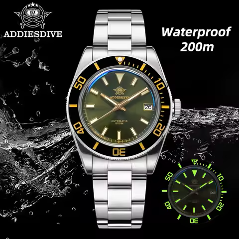 ADDIESDIVE 39mm Vintage Men's Automatic Watch with Ceramic Bezel 20Bar Water Resistance Luminous Dia
