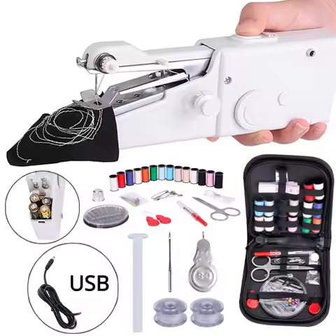 Portable Manual Sewing Machine Handheld Rope-free Electric Quick Build DIY Apparel Supplies Arts Cra