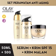 Olay Total Effects 7in1 Antiaging Niacinamide Set Skincare- Daily Serum Day and Night Cream 50gr