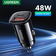 UGREEN 48W Dual Port Fast Car Charger Adapter USB C PD QC4.0 FCP AFC