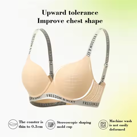 2025 Women's Plus Size T-Shirt Bra Letter Seamless Embroidery Sport Everyday Bra 70-100 C D E F G Pu