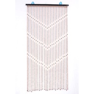 Door Decoration Curtain With Rod Wood Bamboo Beads Handmade Hook Type String Wave Tassel Drape Partition Curtain Divider