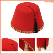 WIT Men s Moroccan Fez Hat Tassels Turkish Hat Ottoman Tarboosh Hat for Daily Wear