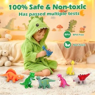 Dinosaur Toys for Toddlers 1-3: 9pcs Soft Rubber Dinosaur Toys for Kids 2-4 with Carrying Backpack -