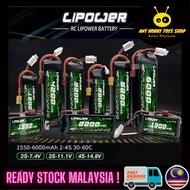 LIPOWER Lipo Battery 2S-6S 35C-60C 7.4v-14.8V Lipo Rechargeable For All RC Tamiya ,RC Car Truck Boat
