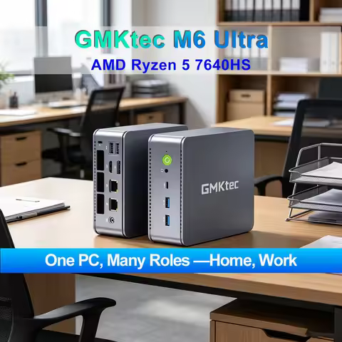 GMKtec M6 Ultra AMD Ryzen 5 7640HS Mini PC Desktop Computer DDR5 RAM Dual SSD USB4 WiFi6 BT5.2 Offic
