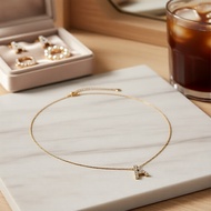 26-Letter Initial Pendant Necklace, Cubic Zirconia on Adjustable Dainty Chain - Minimalist Kalung Lo