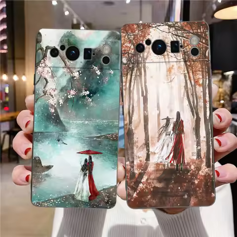 Phone Case For Google Pixel 8 7 6 Pro 8A 7A 6A Shell Soft Black Cover Tian Guan Ci Fu Xie Lian Hua H