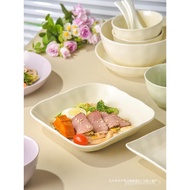 ‍🚓Plate Dishes Household Ceramics2023New Cream Style Dish High-Grade Square Plate round Cooking Plate High-Looking