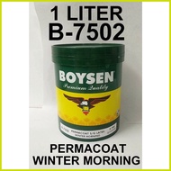 ⇦ ◡ ◳ ╭ BOYSEN B-7502 PERMACOAT SEMI GLOSS LATEX WINTER MORNING 1 LITER ----------------- 1 LITER B