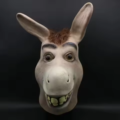 Funny Donkey Mask Masquerade Props Donkey Head Animals Masks Halloween Horror Ghost Latex Hood Adult
