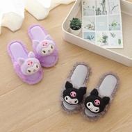 Cartoon Sanrios Plush Slippers Hello Kitty Kuromi Cinnamoroll Kawaii Cute Girls Home Non-Slip Slippers Children's Christmas Gift