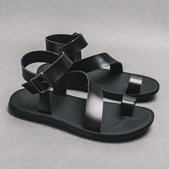 Korean Cool Fashion Men's Leather Gladiator Sandal Formal Design Beach Shoes Breathable Waterproof H