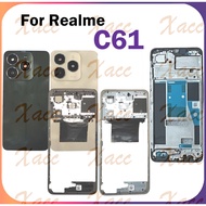 For Realme C61 RMX3939 Battery Back Cover Full Set with Middle Frame Buttons Camera Lens Frame LCD F
