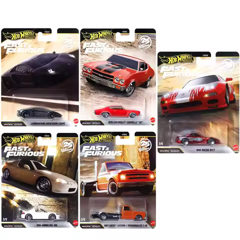Genuine Hot Wheels Premium Metal Riders Car Fast&Furious 25th Honda Chevrolet Chevy Mazda Rx7 Lambor