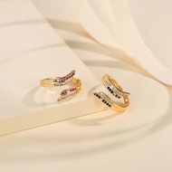 Lanme Jewelry Cincin Wanita Titanium Anti Karat Terbuka Korea Cincin