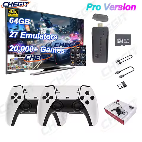 New M8 pro 4K TV Game Stick Retro Video Game Console Built in 27 Simulators with 64GB 2.4G Wireless 