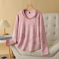 Plus Size XL-4XL Women's Hooded Pink Beige Hoodies Oversized Vintage Printed Autumn New Pullovers La