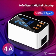 4 Ports Led Display Type C USB Charger For Android iPhone USB Adapter Socket Fast Phone Charger For 