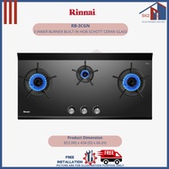 Rinnai RB-3CGN 3 Inner Burner Built-In Hob Schott Ceran Glass (Black)