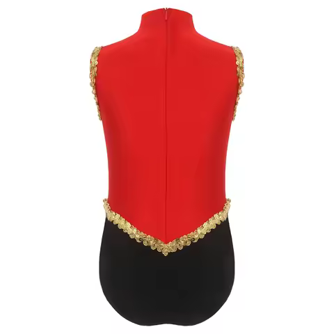 Kids Circus Ringmaster Costume Bodysuit Girls Rhinestones Gymnastics Ballet Leotards Glitter Sequins