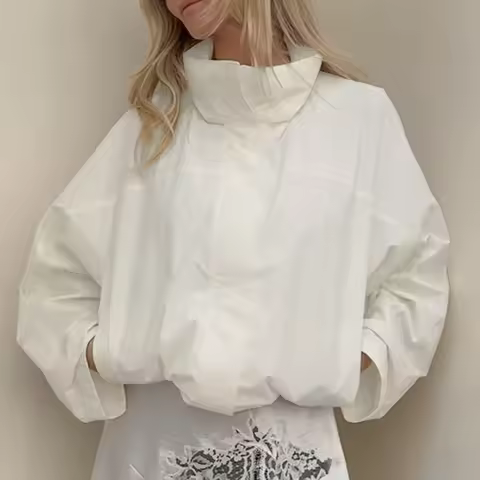 Outdoor Anorak Jacket Windbreaker with Drawstring Hood Stand Collar Loose Fit Water Resistant Parka