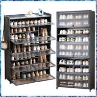 Shoe Cabinet Home Black Gray Shoe Cabinet 2022 New Flip Door Shoe Rack Cabinet (LK)