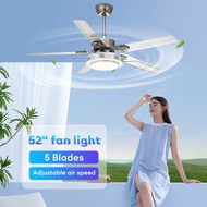 AC220V Ceiling Fan with Light 40w Ceiling Fan 5 Blade Kipas Syiling Kdk 52inch Led Ceiling Light Ceiling Siling Cooling Fan Super Cool with Remote Control Siling Fan 风扇