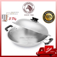 ZEBRA Stainless Steel 42cm 3 Ply Wok with Lid (Round Base)