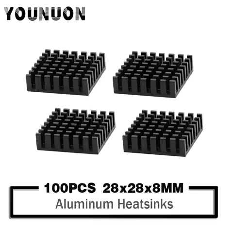 100Pcs YOUNUON Heatsink 28x28x8mm Radiator Cooler Aluminum 28*28*8mm HeatSink 28mm*28mm*8mm Metal Sl