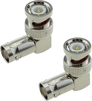 SQXBK 2PCS 24mm/0.96inch Silver BNC Bent Adaptor Male to Female L Shape Coaxial Connector for CCTV S