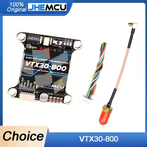 JHEMCU VTX30-800 5.8G 40CH Adjustable VTX 25mW/100mW/200mW/400mW/800mW Multi-Power, PitMode, 2-6S In