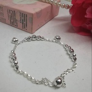 925 Silver Fancy Lady Bracelet Dangle Two 7mm Hearts.