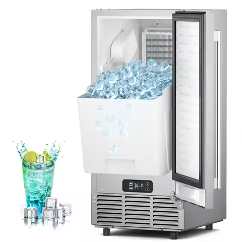 15" Commercial Under Counter Ice Maker Machine 85lb/Day Auto-Cleaning Gravity Drainage Built-in Free