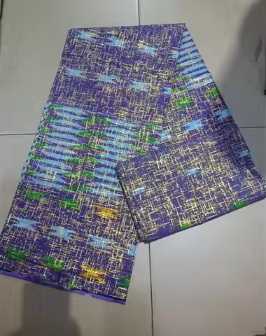 2024 2+4 Yards African Wax Fabric Gold Foil Sewing Material 6 Yards 100% Cotton High Quality For Dre