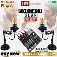 PAKET PODCAST MIC MICROPHONE BM800 BM 800 MIXER 4 CHANNEL ASHLEY