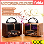 Vintage Rechargeable FM Radio Receiver Wireless Speaker Bluetooth USB TF Mp3 TWS wood wooden color 收