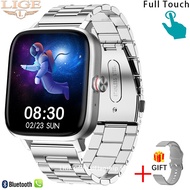 LIGE Smart Watch ผู้ชายบลูทูธรับสายบันทึกโหมดกีฬา IP67กันน้ำนาฬิกาจับเวลาโทรออกข้อความเตือน S Mart W Atch ผู้ชาย