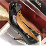 Red Spring and Autumn High Heels Leather Ferrwomens Shoes Newgamo Bow Flat Shoes Flat-bottomed Round