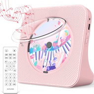 Pink CD Player Portable with Bluetooth 5.0, HiFi Sound Speaker, CD Music Player with Dust Cover, FM Radio, LED Screen, Support AUX/USB, Headphone Jack for Home