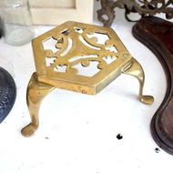 美國古董老件 中古黃銅茶壺蠟燭層架盛器 高級二手古著珠寶首飾