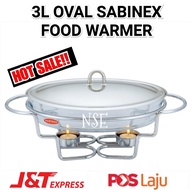 ! 3 LITRE OVAL SABINEX FOOD WARMER / BUFFET SET KACA WITH RACK / BUFFET FOOD TRAY SET